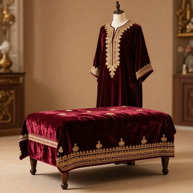 Sırma İşlemeli Kadife Kaftan